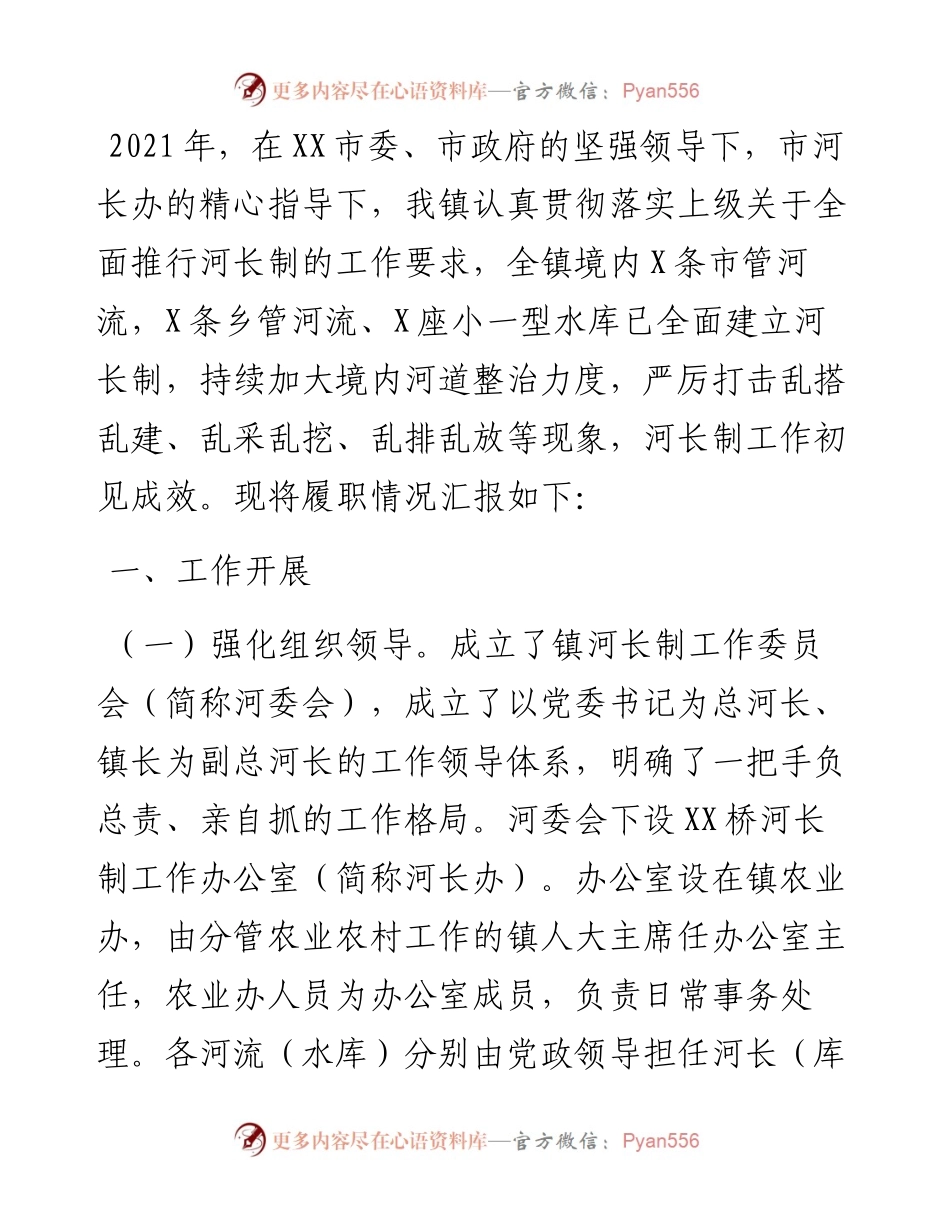 镇人民政府河长制工作总结.docx_第1页