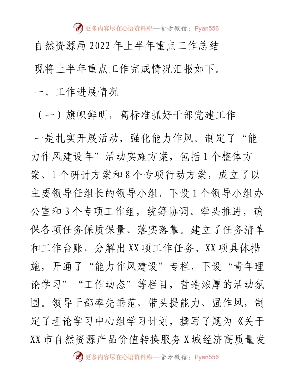 自然资源局上半年重点工作总结.docx_第1页