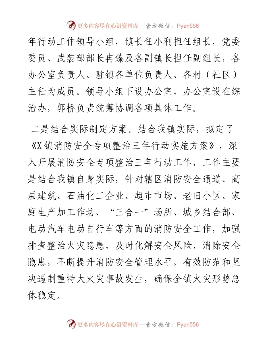 镇人民政府消防安全专项整治三年行动情况汇报.docx_第2页
