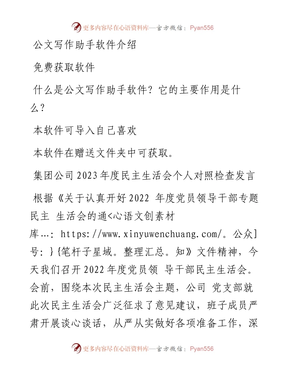 集团公司2023年度民主生活会个人对照检查发言.docx_第1页