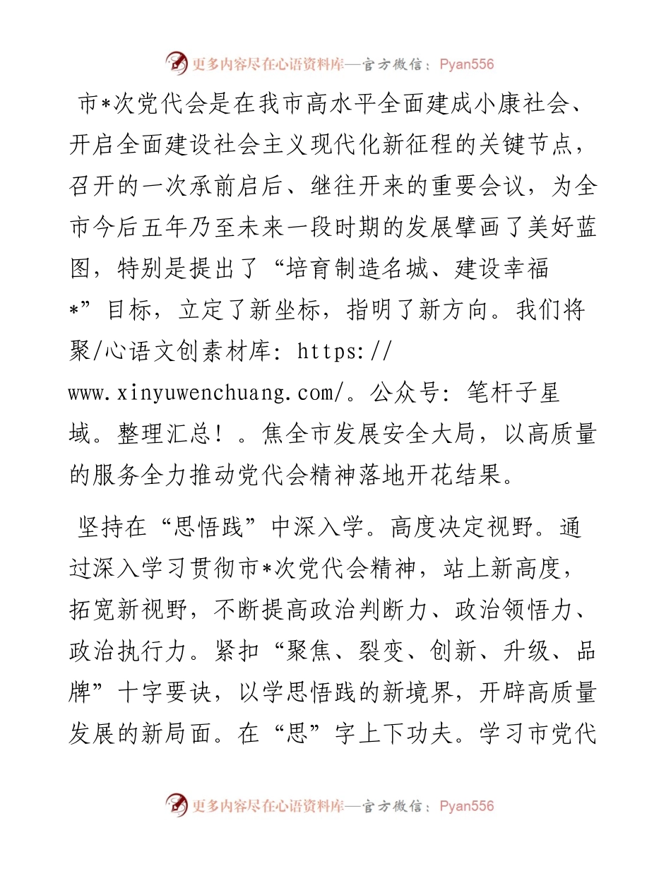 聚力全市大局 提升工作水平——学习会议精神交流发言材料.docx_第1页