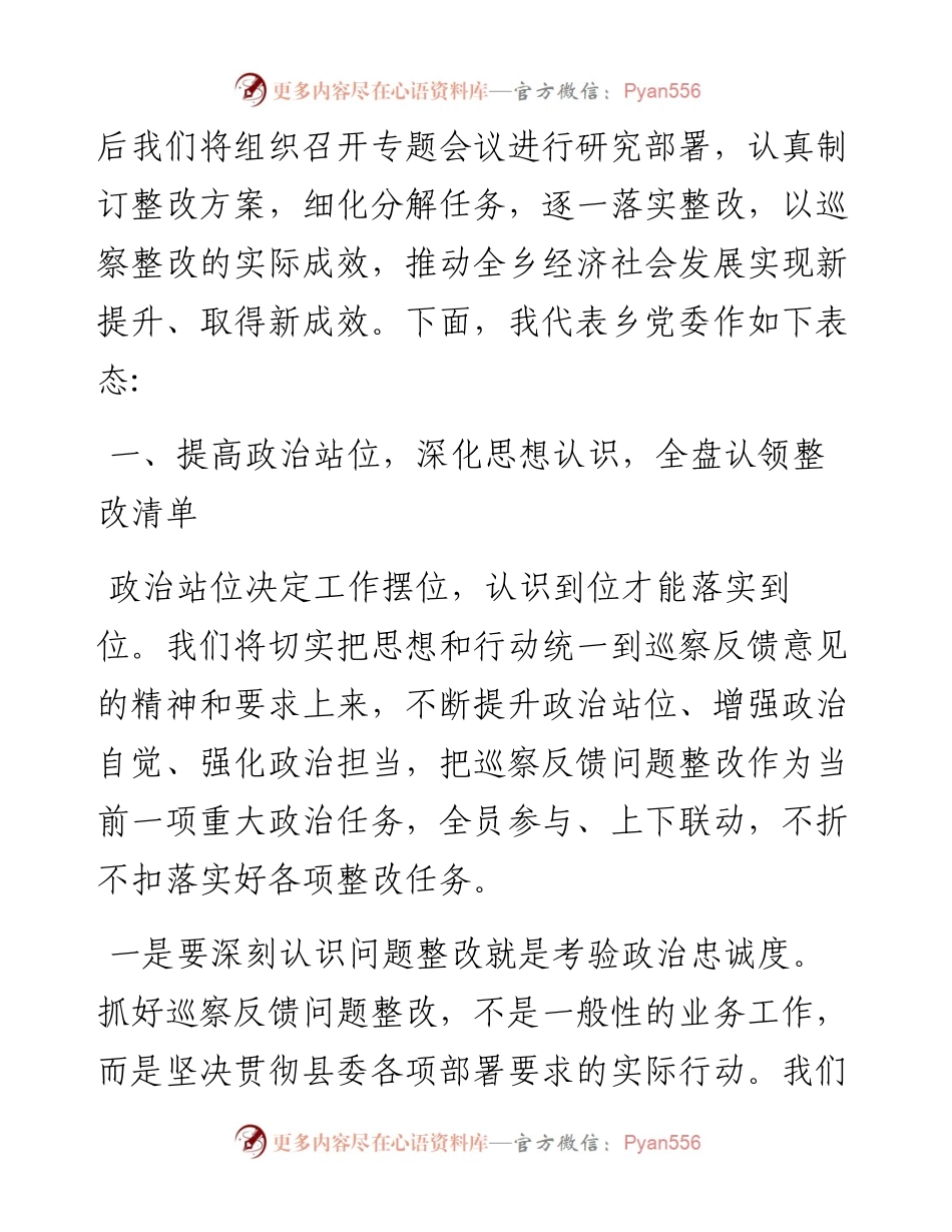 逊让乡党委书记在县委第二巡察组巡察意见反馈会上的整改表态发言（0804）.docx_第2页
