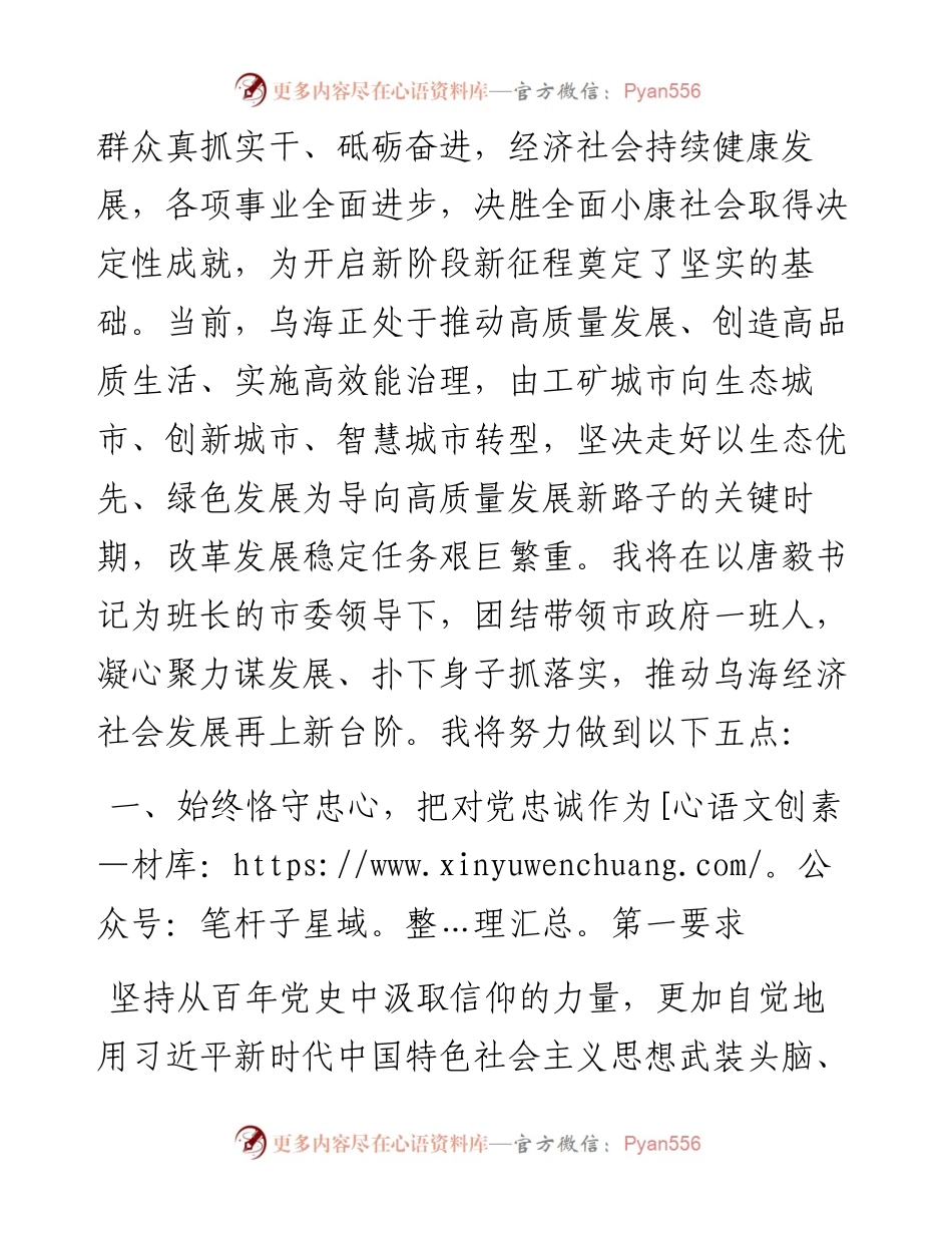 范文系列1828乌海市代市长杨进：杨进担任乌海市代市长时的表态发言.docx_第2页