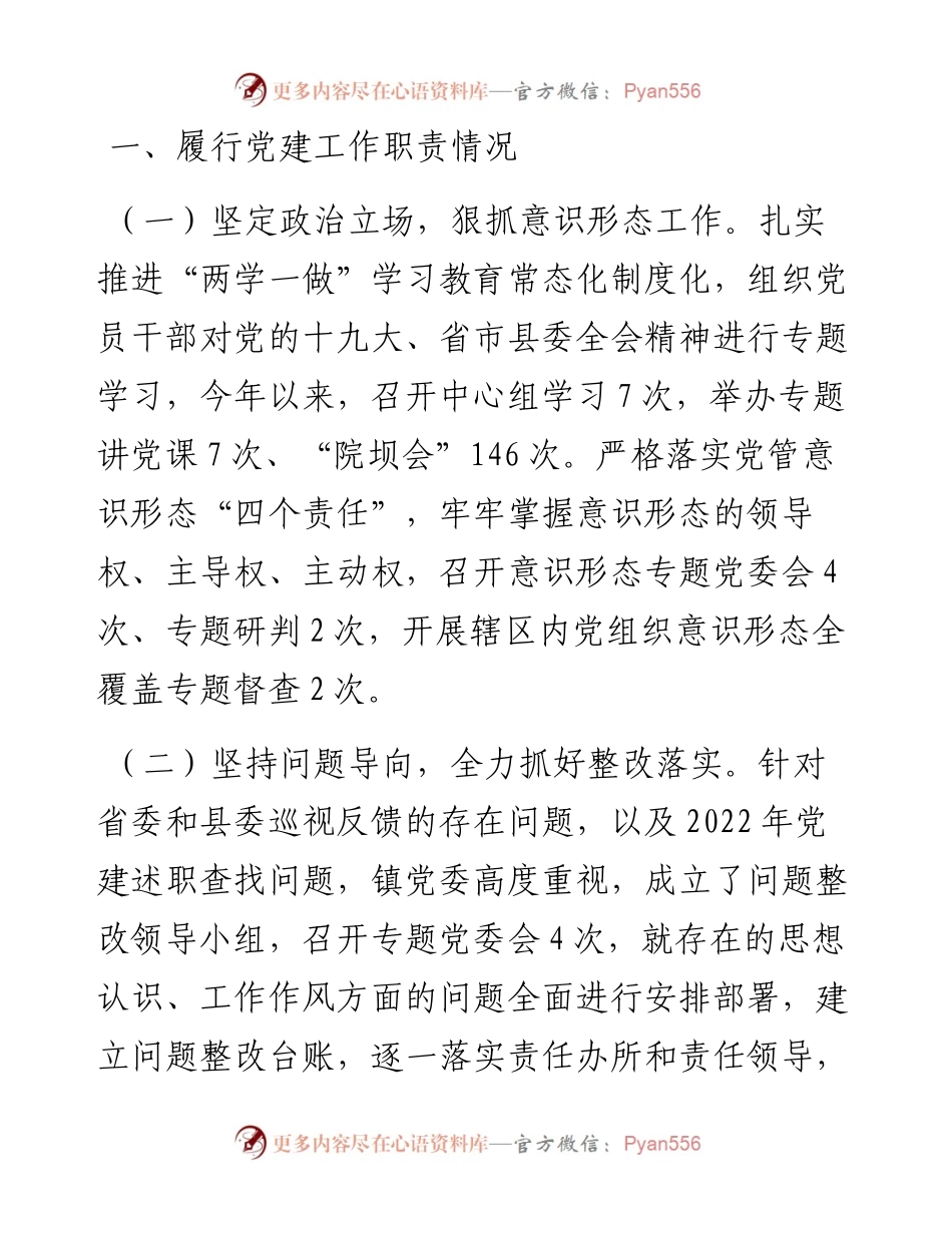镇2023年上半年党建工作述职报告.docx_第1页