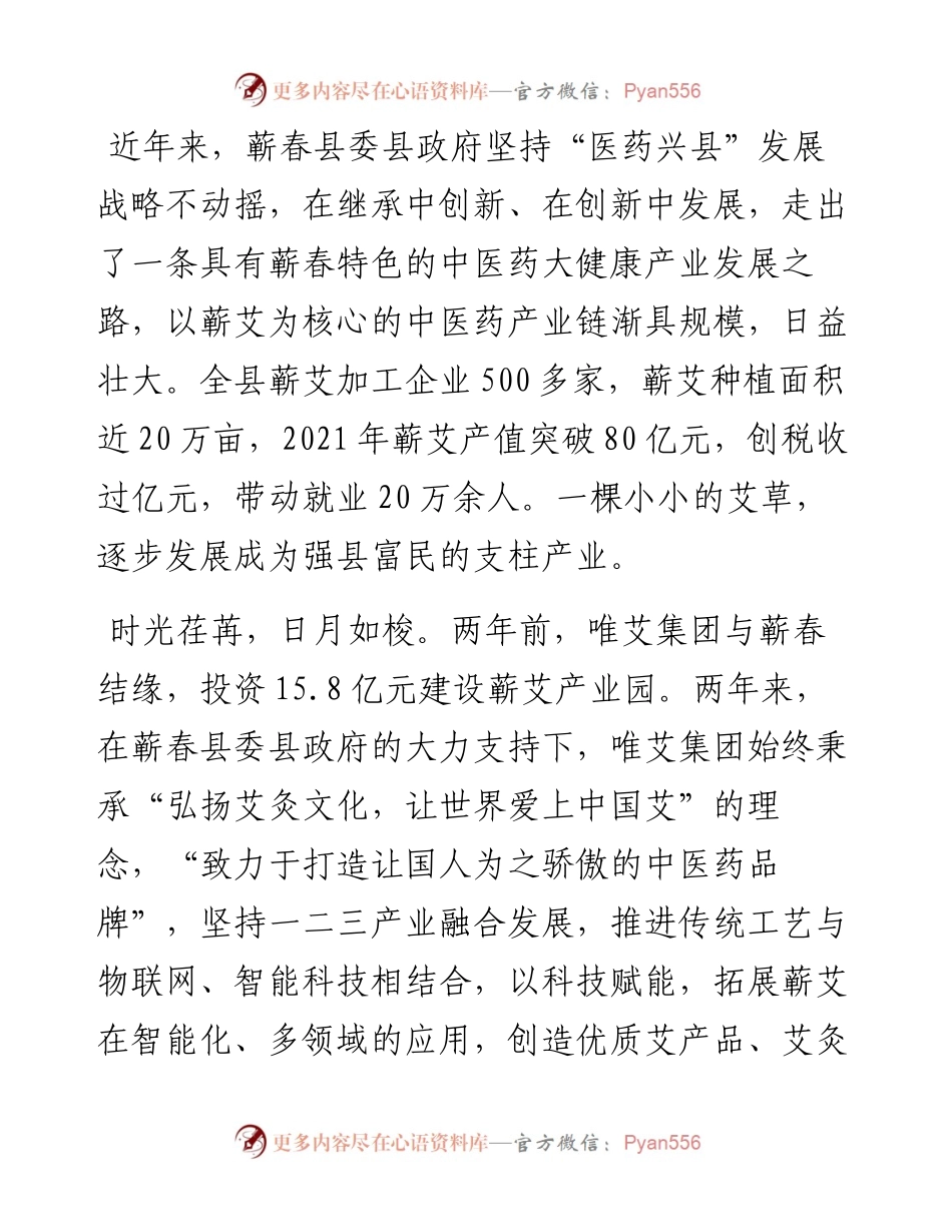 范文系列3752蕲春政协主席李国忠：在唯艾两周年庆典上的讲话.docx_第2页
