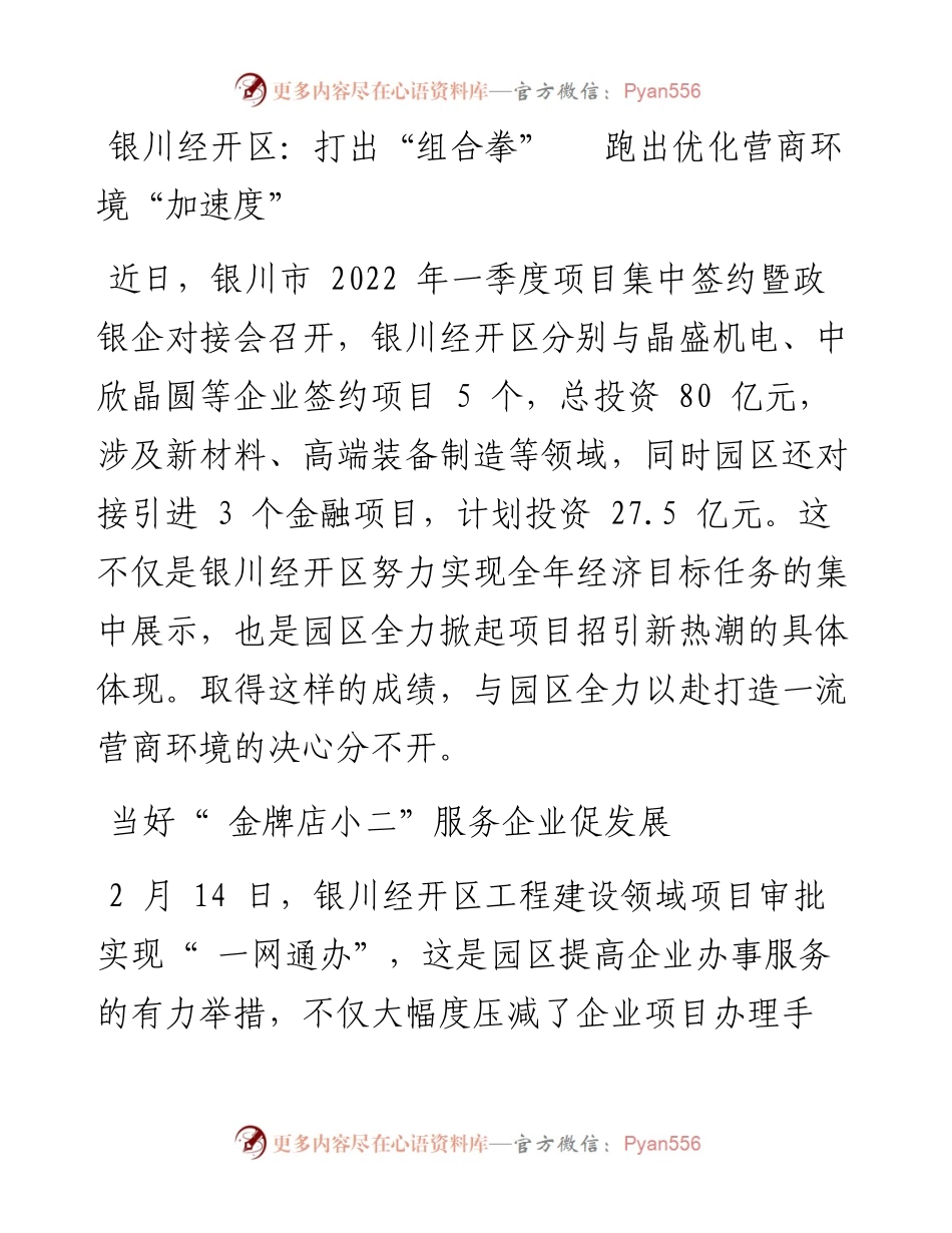 银川经开区：打出“组合拳”   跑出优化营商环境“加速度”.docx_第1页