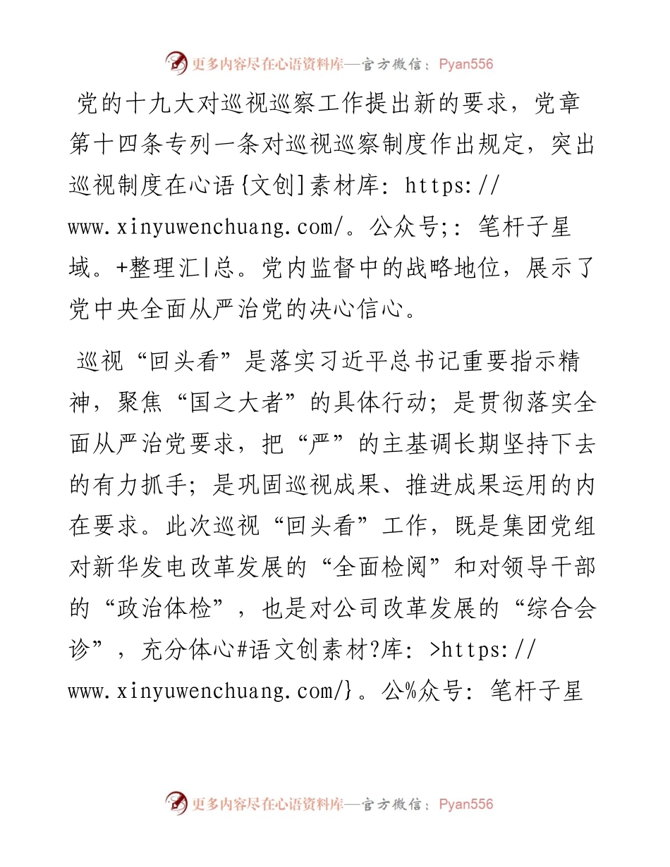 范文系列1952新华水力发电公司董事长张焰：在集团党组第六巡视组对新华发电党委巡视“回头看”动员会上的表态发言.docx_第2页