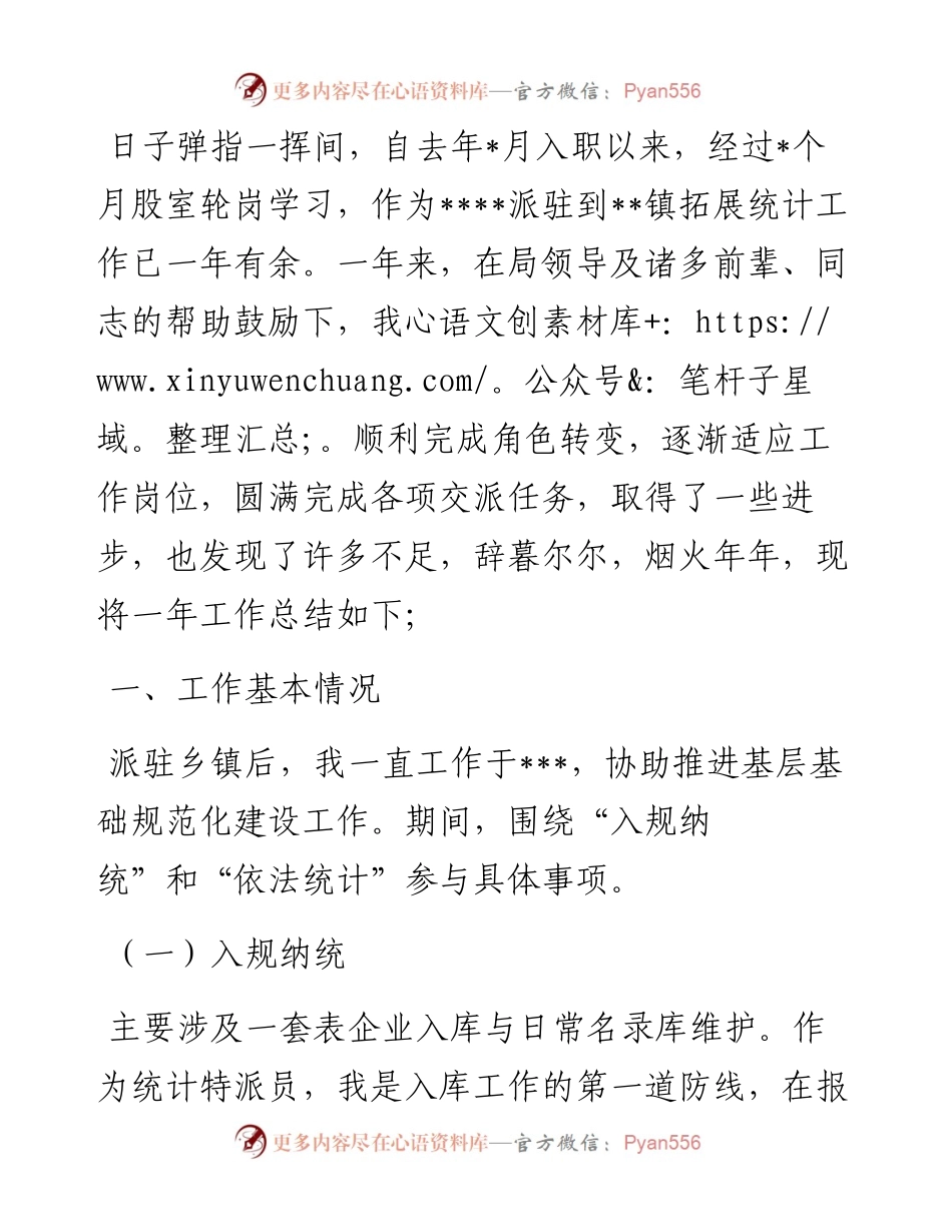 统计系统新进工作人员个人总结.docx_第1页