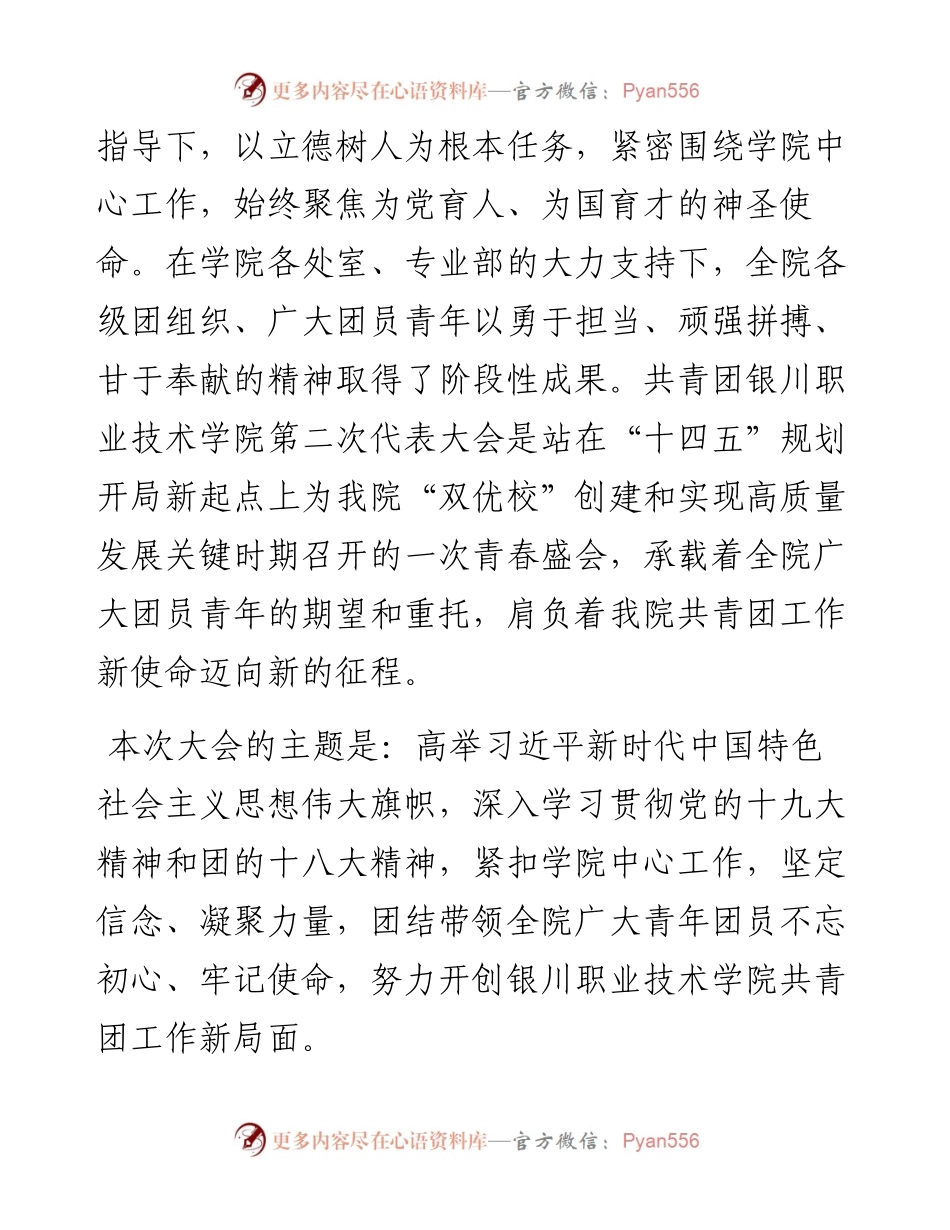 范文系列3490丁媛：在共青团银川职业技术学院第二次代表大会上的报告.docx_第2页