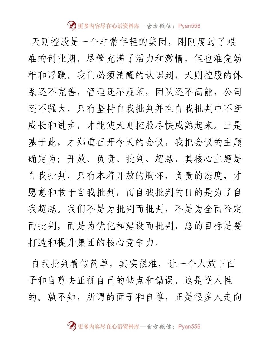 范文系列2509冯全平：在集团高管层自我批判专题会上的讲话.docx_第2页