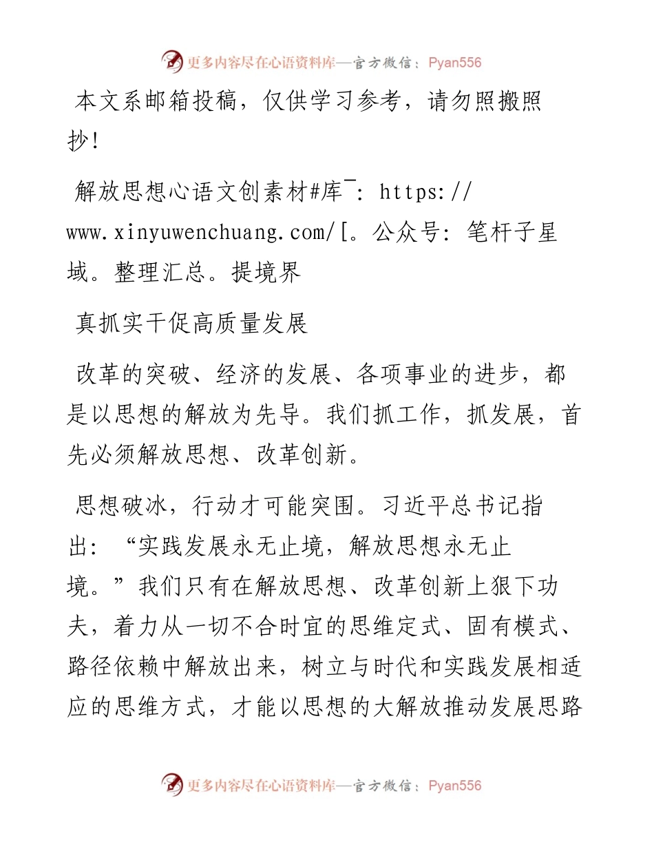 解放思想推动高质量发展大讨论研讨发言材料.docx_第1页