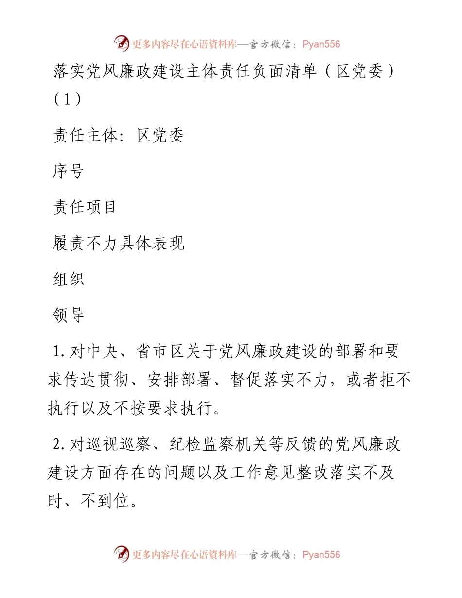 落实党风廉政建设主体责任负面清单.docx_第1页