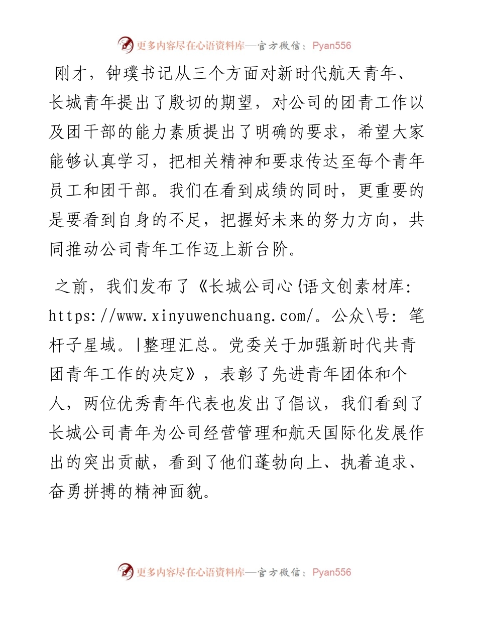 范文系列4050长城公司董事长胡忠民：在长城公司第一次青年工作会上的讲话.docx_第2页