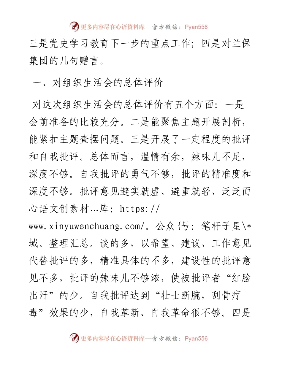 范文系列2001兰保集团董事长吴贵学：在兰保集团组织生活会上的点评发言.docx_第2页