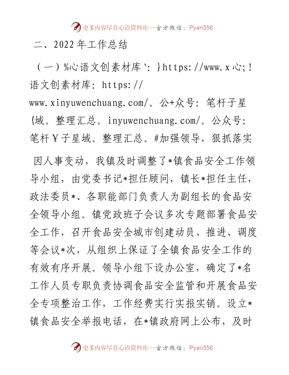 镇食品安全工作情况汇报.docx_第2页