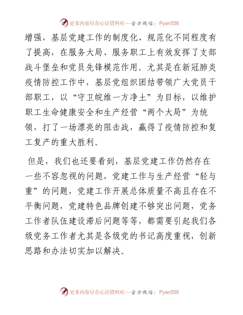 范文系列120安徽皖维集团董事长吴福胜在基层党组织书记述职评议会上的讲话.docx_第2页
