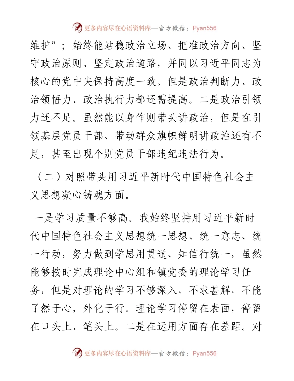 镇党委书记班子民主生活会“七个方面”对照检查发言材料.docx_第2页
