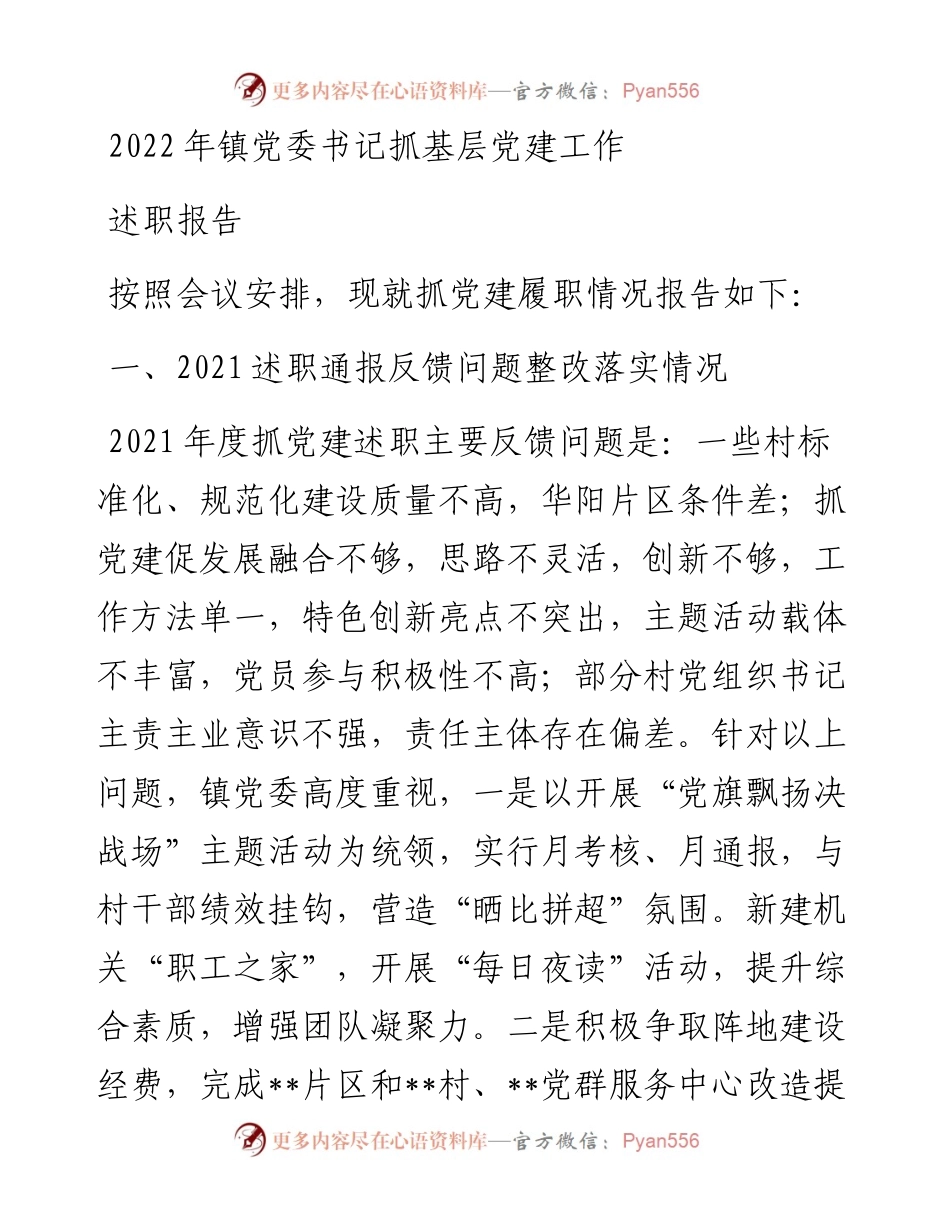 镇党委书记抓基层党建工作述职报告.docx_第1页