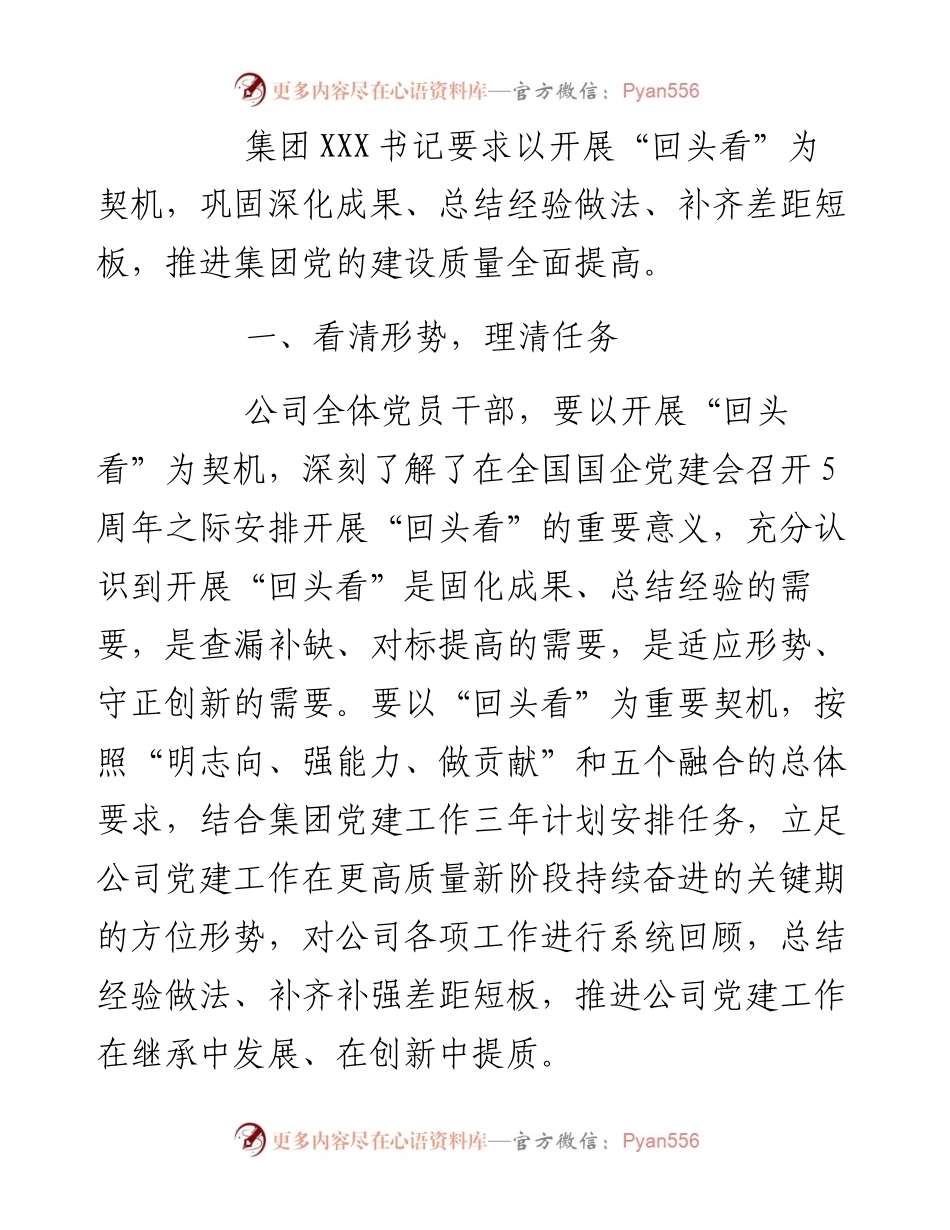 贯彻落实全国国企党建会五周年会议精神情况“回头看”动员安排会上的致辞.docx_第2页