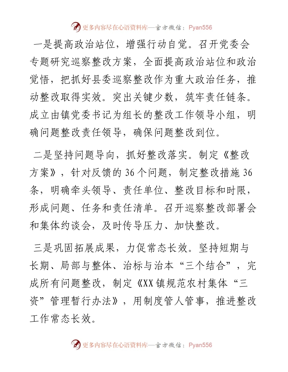 镇党委关于巡察整改进展情况的报告.docx_第2页