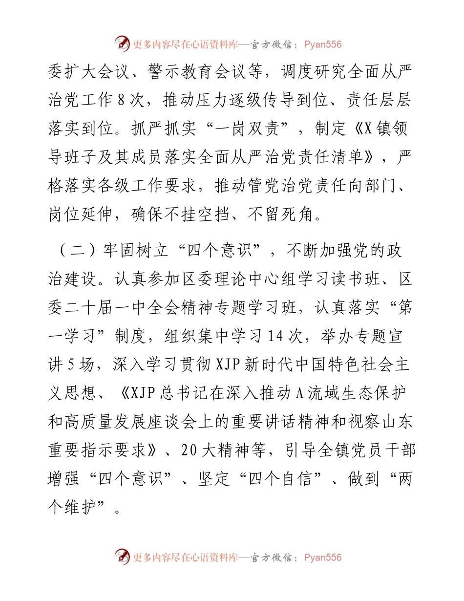 镇度履行全面从严治党责任述责述廉情况汇报.docx_第2页