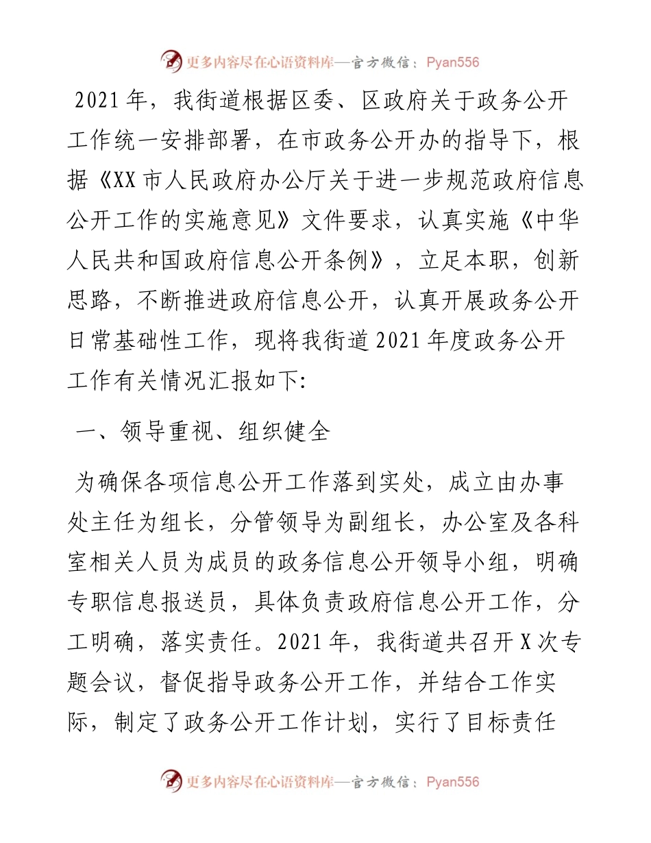 街道度政务公开工作总结.docx_第1页