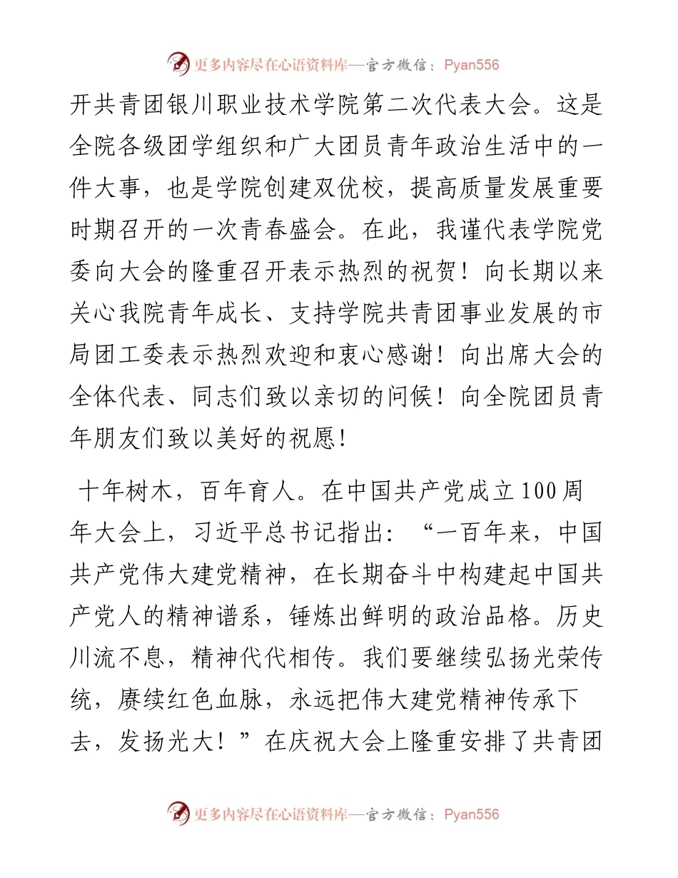 范文系列2554银川职业技术学院院长黄建明：在共青团银川职业技术学院第二次代表大会上的讲话.docx_第2页