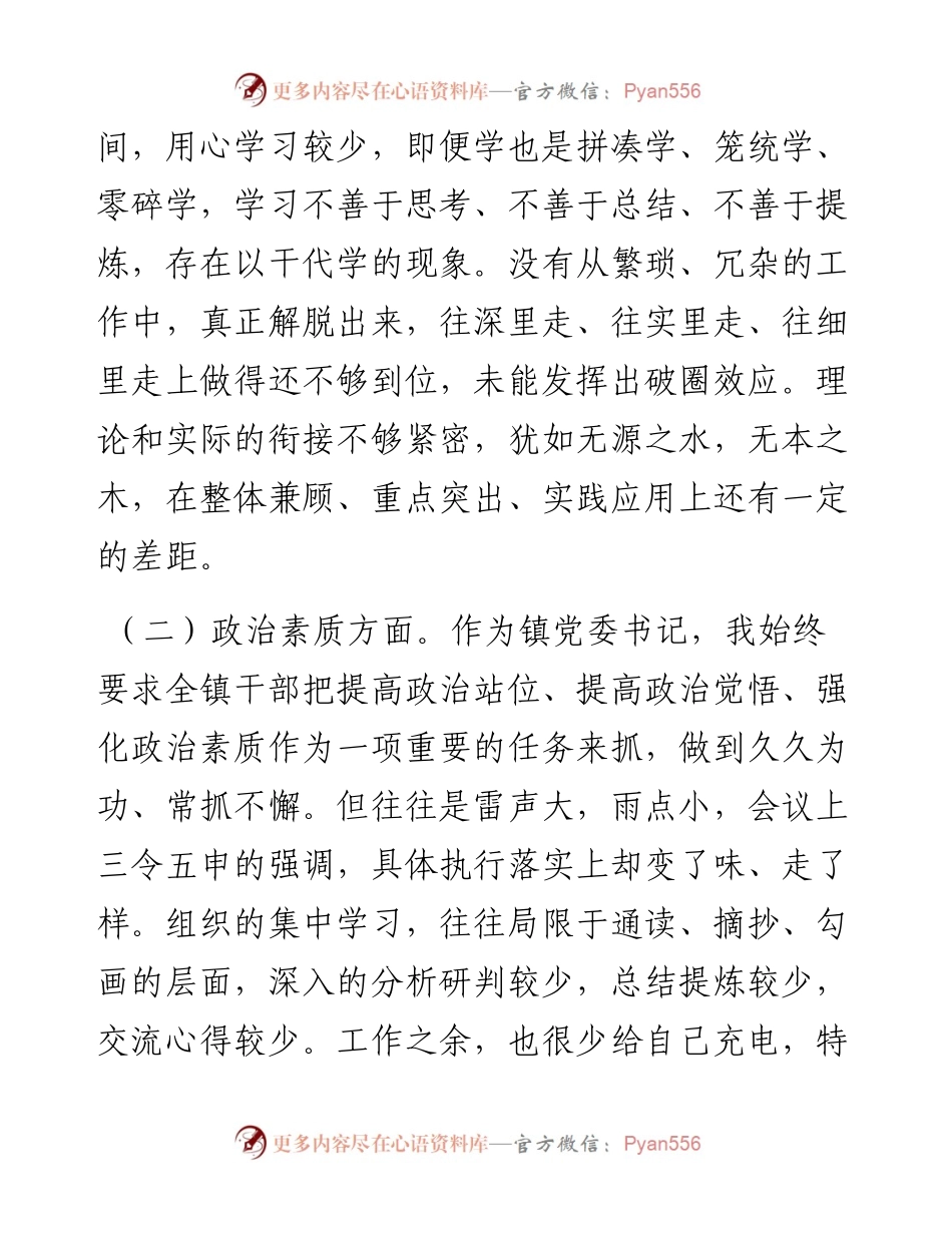 镇党委书记2023年专题民主生活会个人对照检查材料.docx_第2页