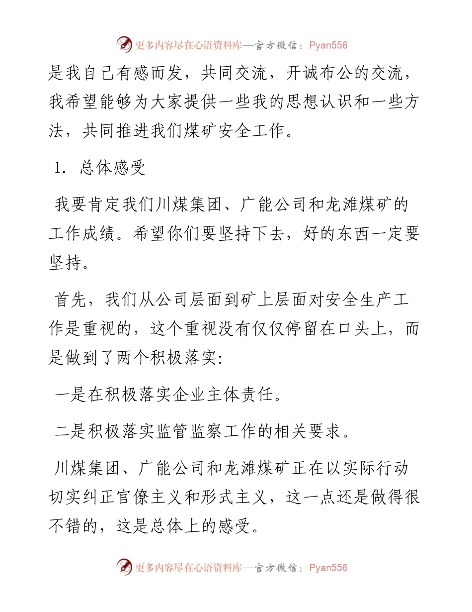 范文系列836四川省应急管理厅副厅长王峰：在川煤集团安全生产汇报会上发表的重要讲话.docx_第2页