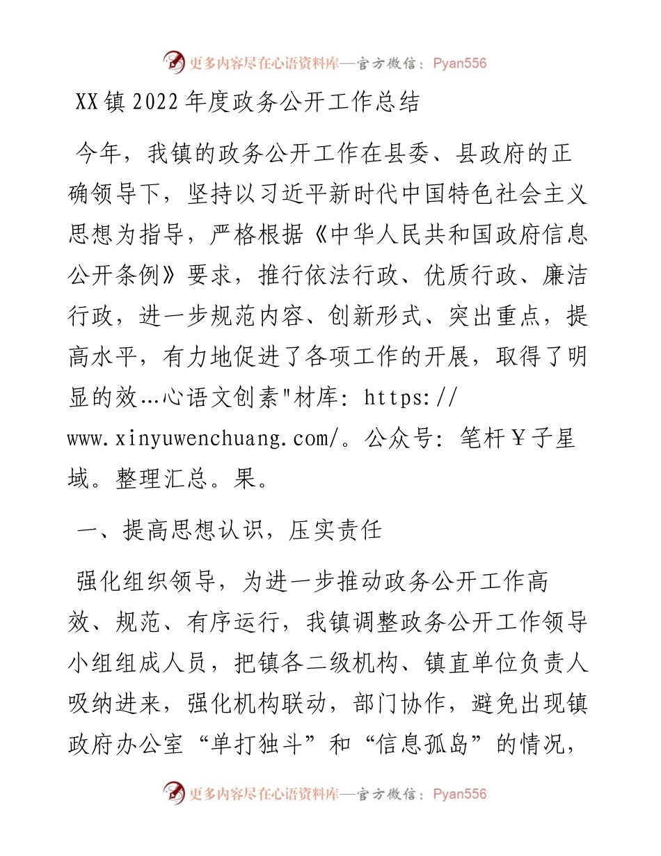 镇度政务公开工作总结.docx_第1页