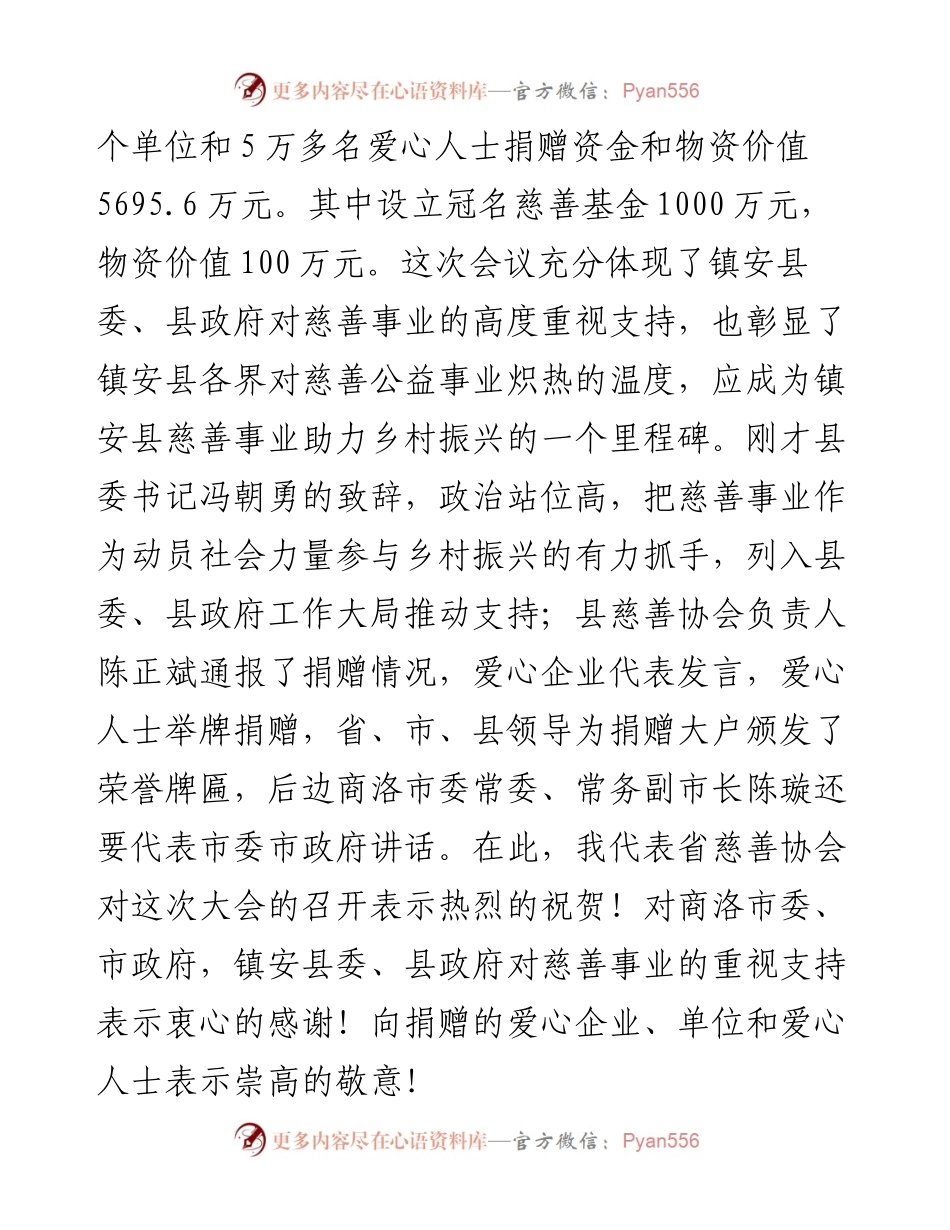 范文系列4279省慈善协会会长吴前进：在镇安县慈善大会暨助力乡村振兴推进会上的讲话.docx_第2页