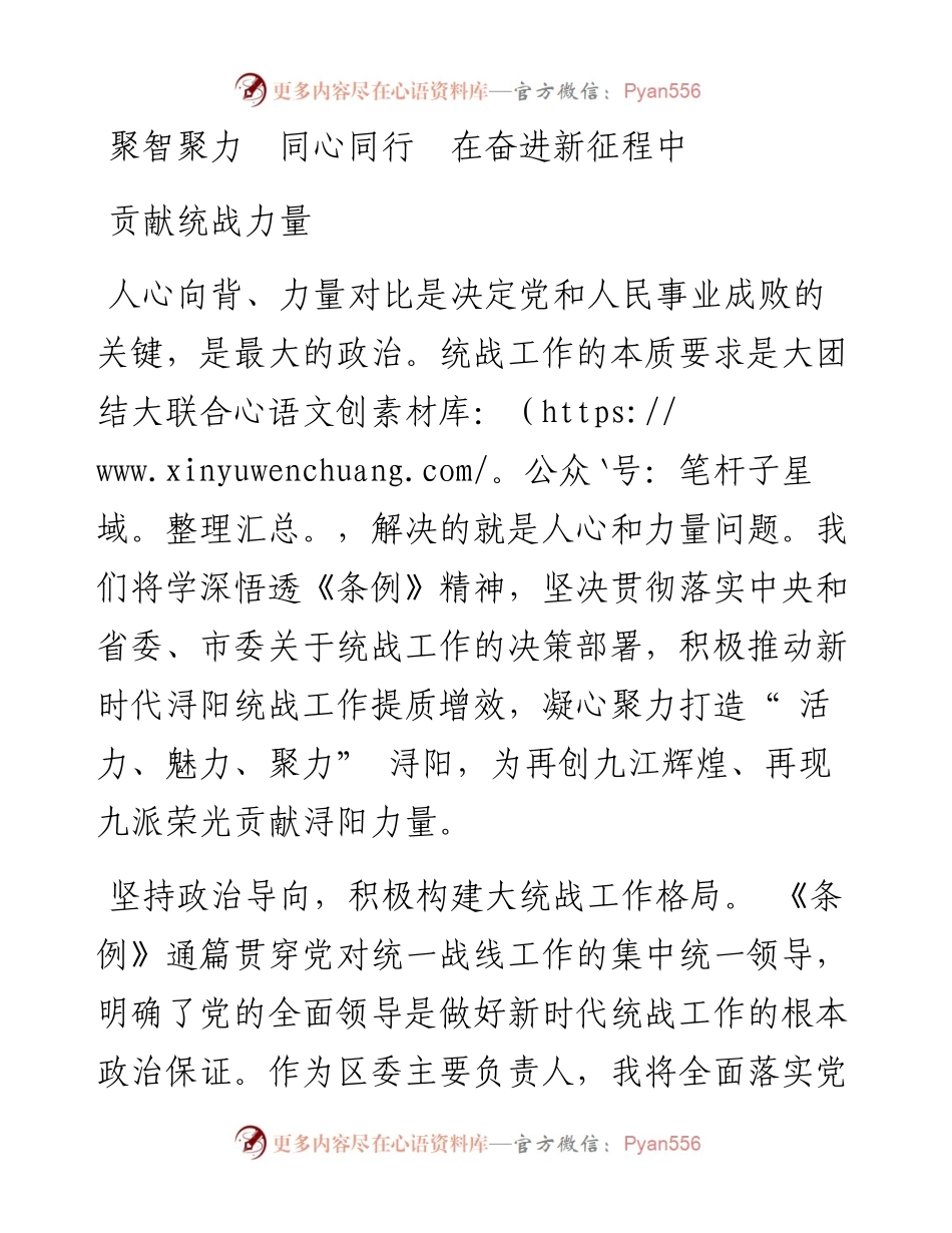 聚智聚力  同心同行  在奋进新征程中贡献统战力量.docx_第1页