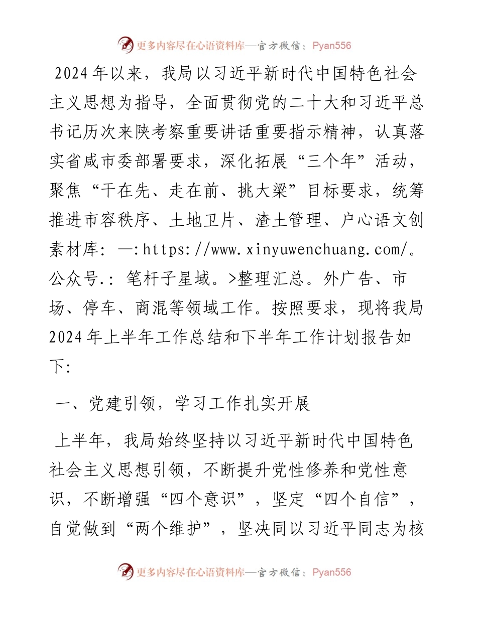 综合行政执法局2024年上半年工作总结及下半年工作计划.docx_第1页