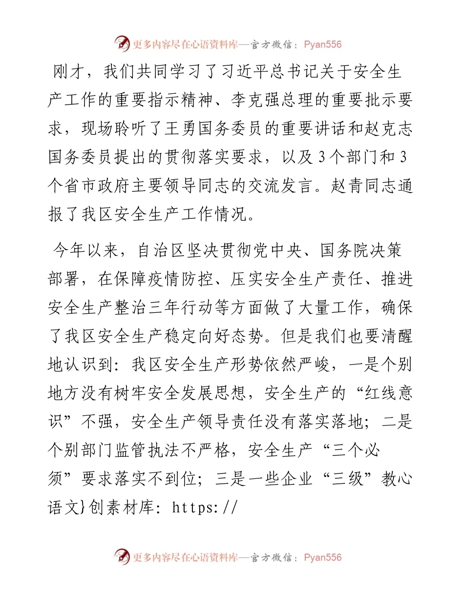 范文系列837新疆维吾尔自治区党委副书记雪克来提扎克尔：在自治区安全生产电视电话会议上的讲话.docx_第2页