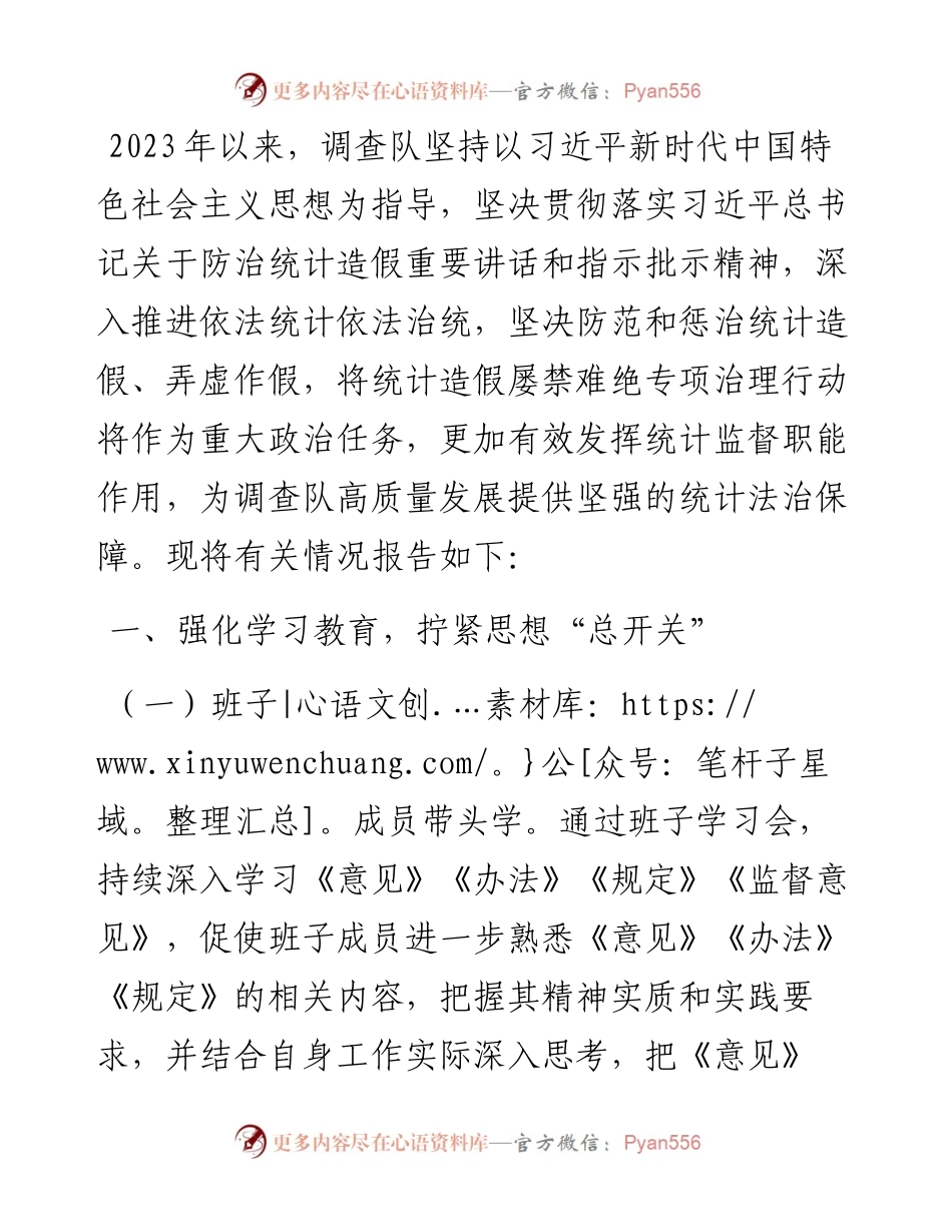 防范和惩治统计造假、弄虚作假工作情况报告.docx_第1页