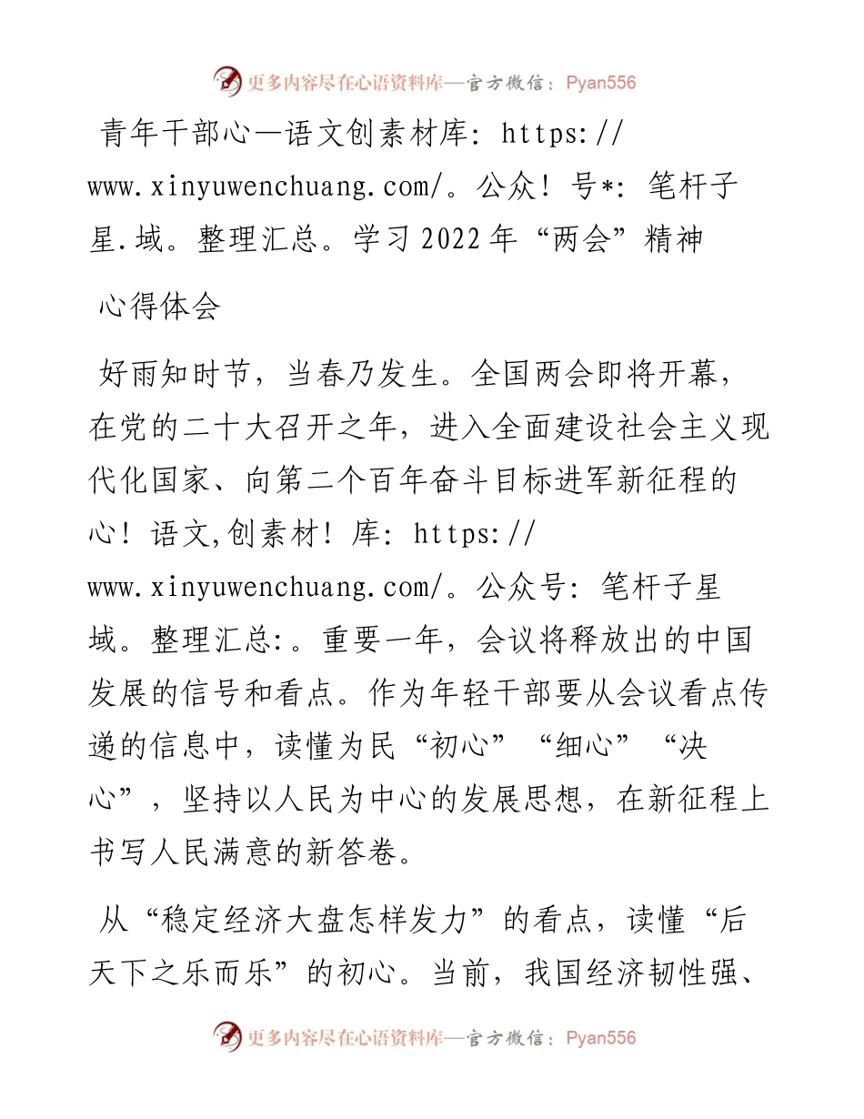青年干部学习“两会”精神心得体会.docx_第1页