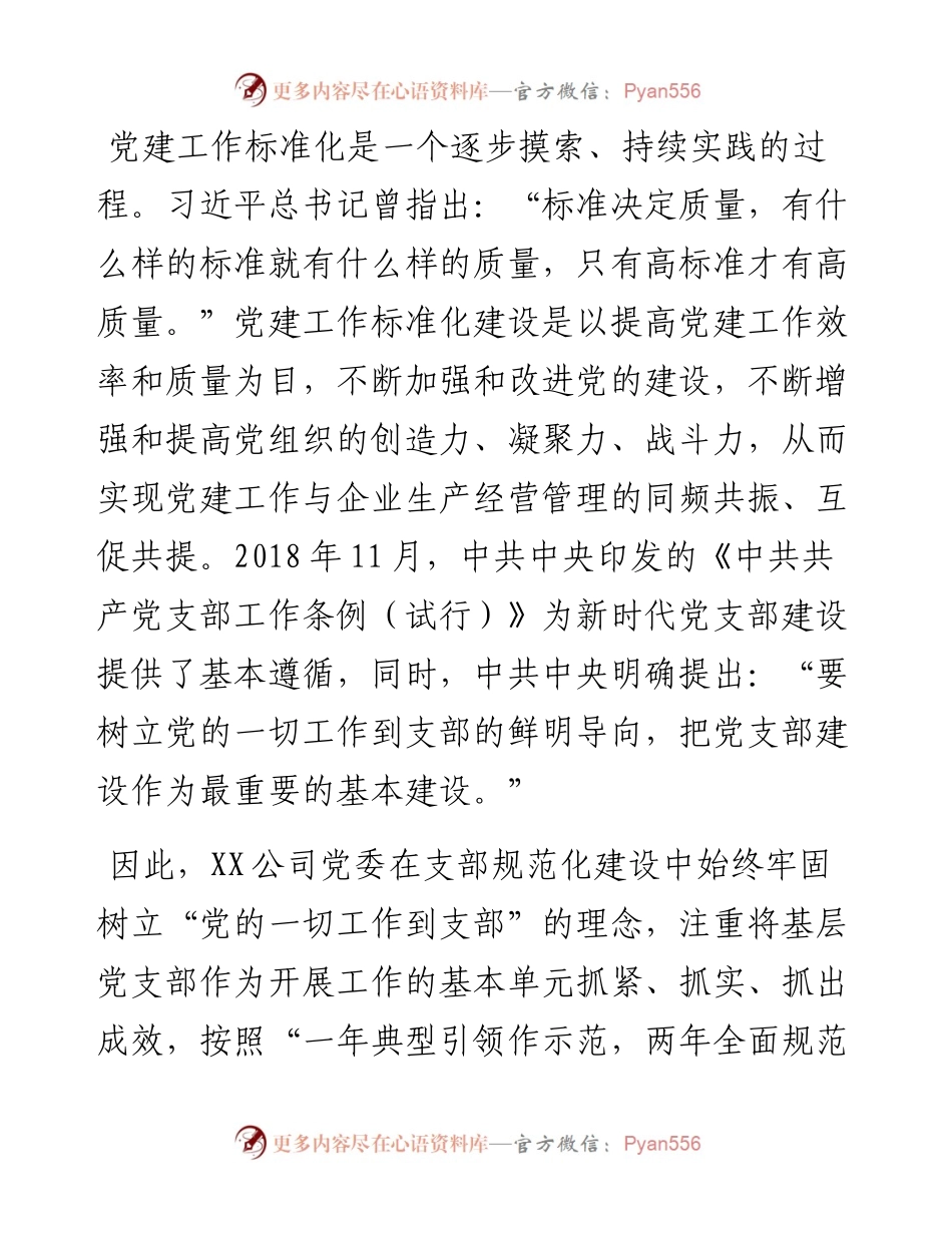 集团公司推进支部规范化建设汇报材料.docx_第1页