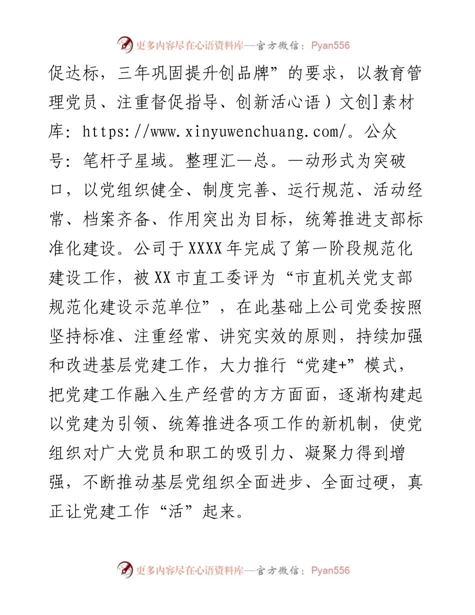 集团公司推进支部规范化建设汇报材料.docx_第2页