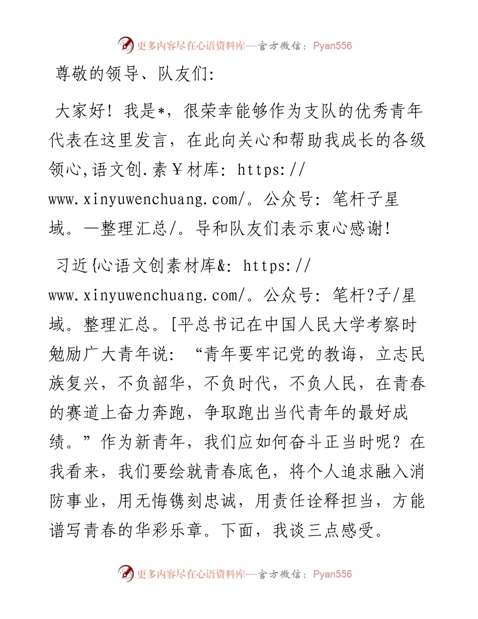 青春向党 不负使命——在支队青年座谈会上的发言材料.docx_第1页
