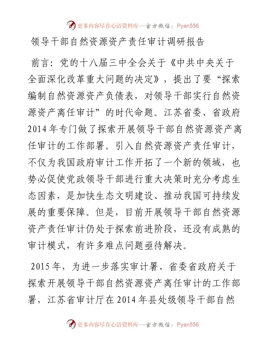 领导干部自然资源资产责任审计调研报告.docx_第1页