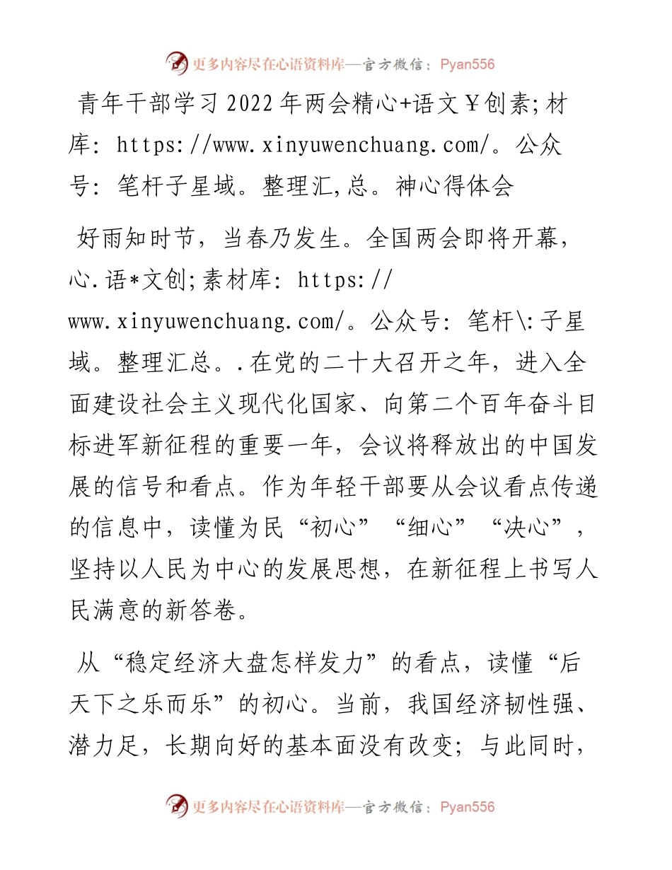 青年干部学习两会精神心得体会.docx_第1页