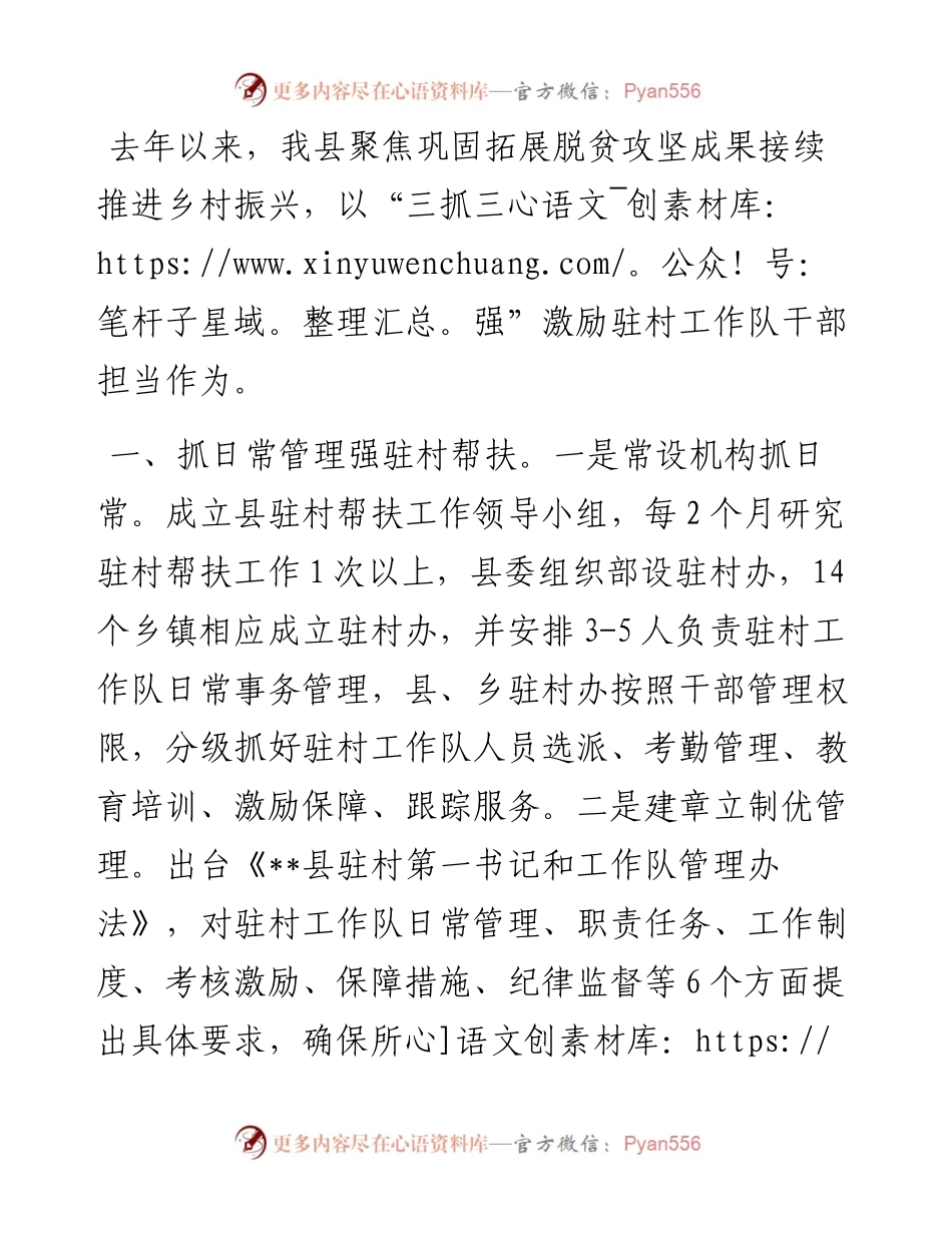 驻村工作队管理经验材料.docx_第1页
