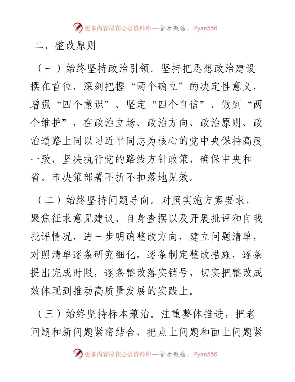 集团公司度党员领导干部民主生活会整改工作方案.docx_第2页