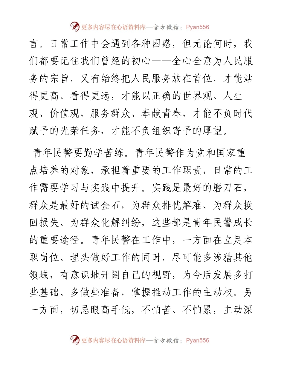 青年民警座谈会发言材料——不忘初心  勇担当(1).docx_第2页