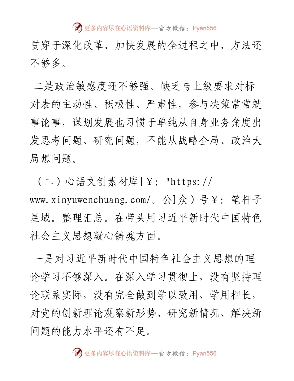 领导班子成员民主生活会对照检查材料.docx_第2页