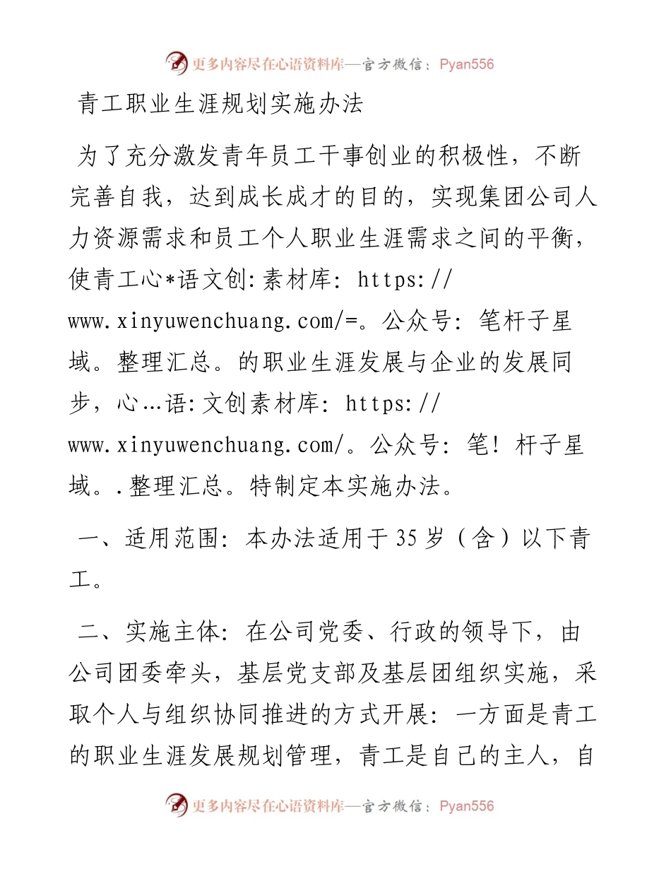 青工职业生涯规划实施办法.docx_第1页