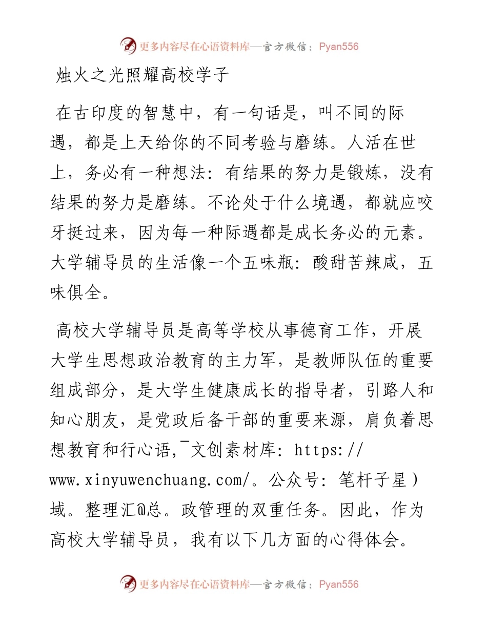 高校辅导员：烛火之光照耀高校学子.docx_第1页