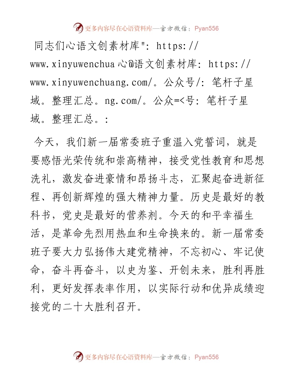 领导班子重温入党誓词讲话提纲.docx_第1页