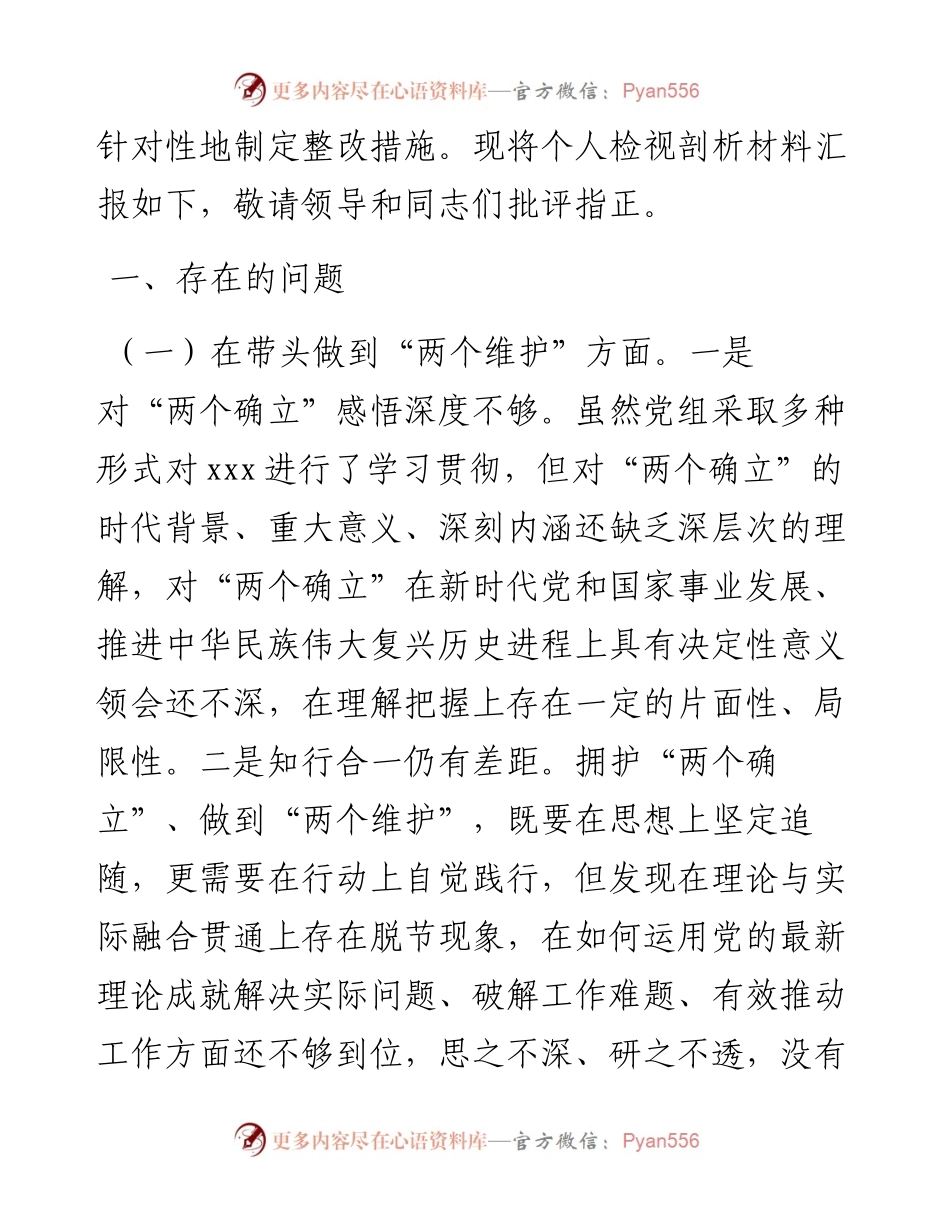 领导干部度组织生活会个人检视剖析材料.docx_第2页