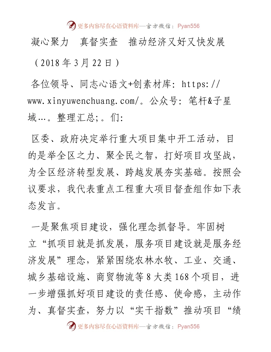 项目集中开工仪式表态发言（2稿）(1).docx_第1页
